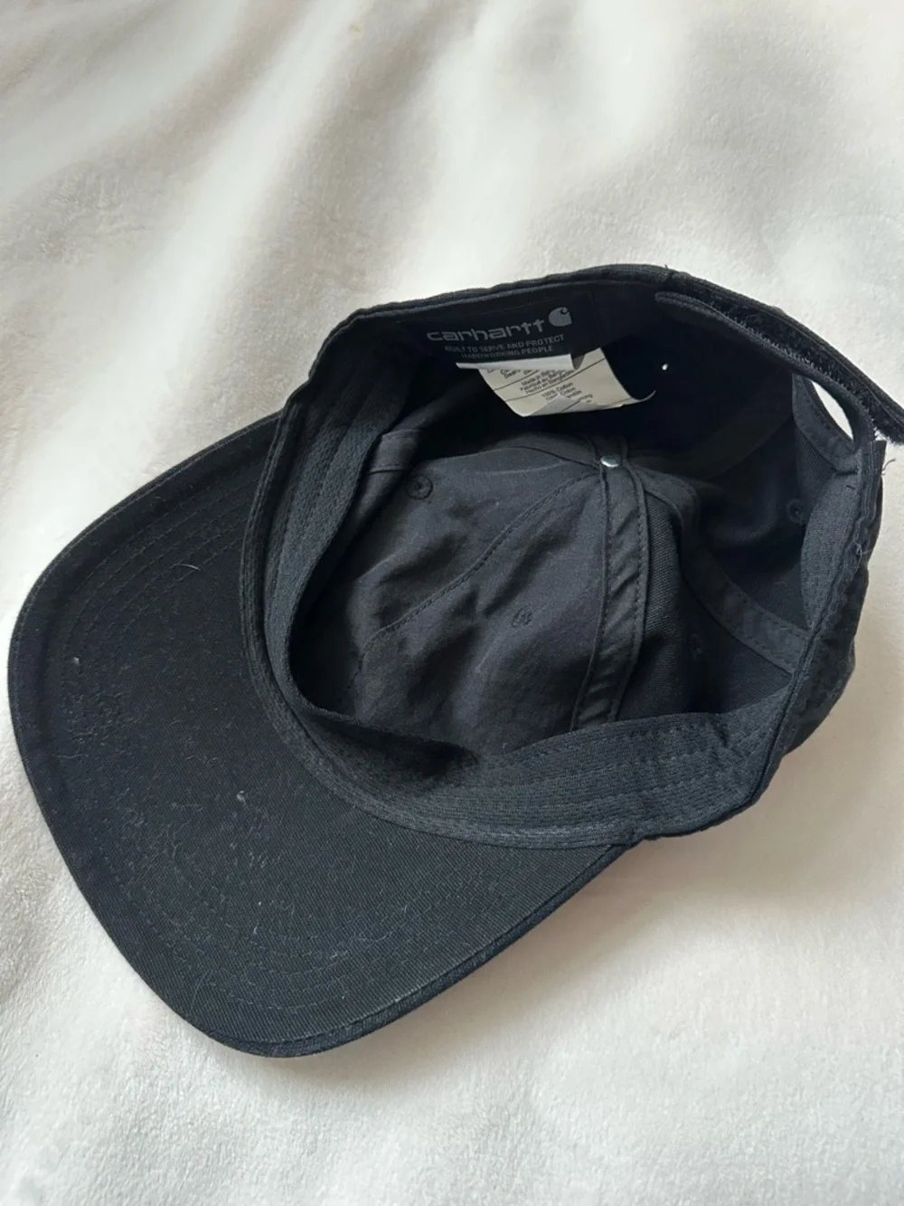 Carhartt Black Canvas Cap with Brown Leather Logo Patch